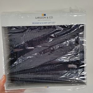 NWT larsson & co navy scarf beanie set